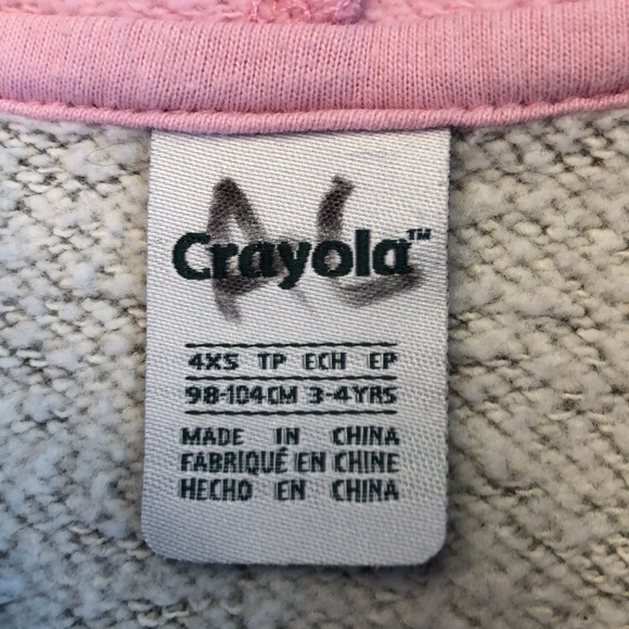 2 Piece Pink Gray Fleece Hoodie Zip Jacket  & Pants Set Crayola Little Girl's 4 - Picture 4 of 15